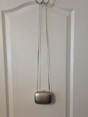 Silver Mini Box Clutch Crossbody